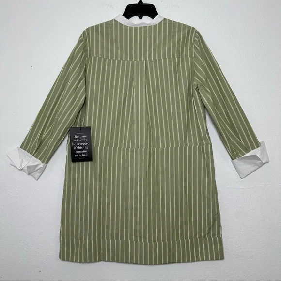 Tuckernuck Pomander Place Rohan Shirt Dress Green Striped Long Sleeves Pockets - Picture 4 of 16